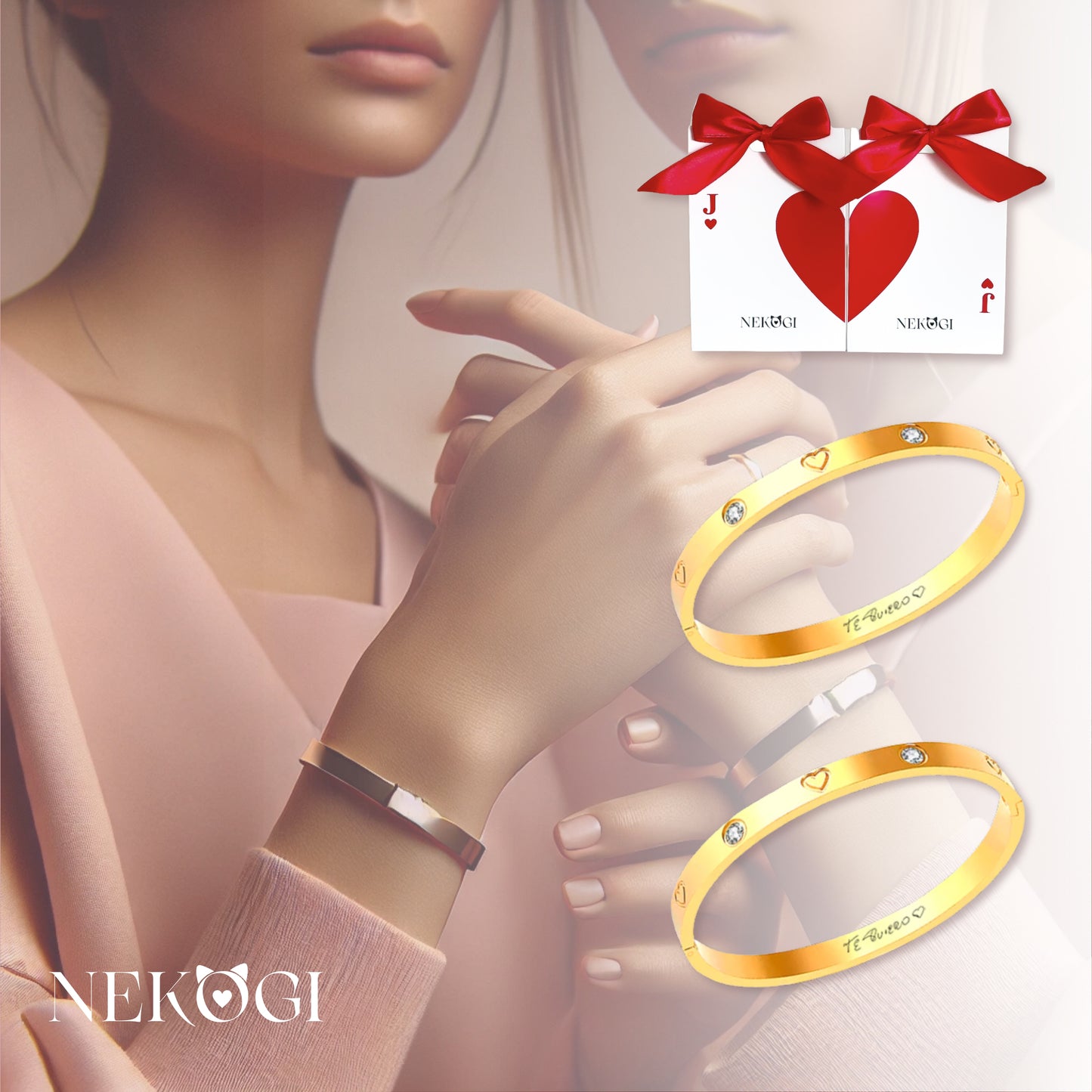 Pack de 2 pulseras personalizadas para parejas (Ella- Ella) - Poker