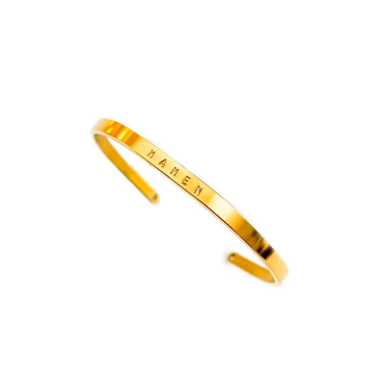 Brazalete dorado 4mm grabado a mano (Boda)