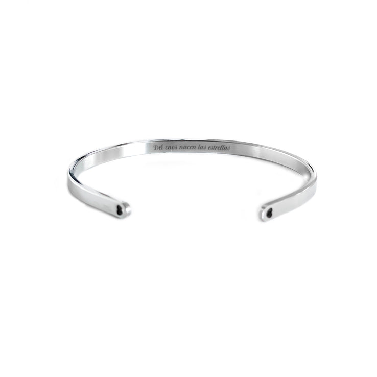 Brazalete plateado 4mm con texto personalizado