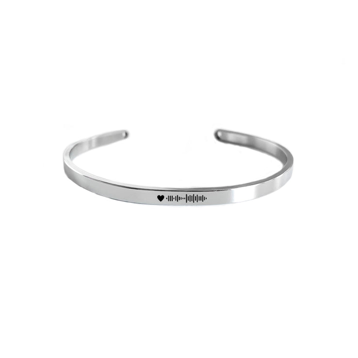 Brazalete plateado 4mm con código canción