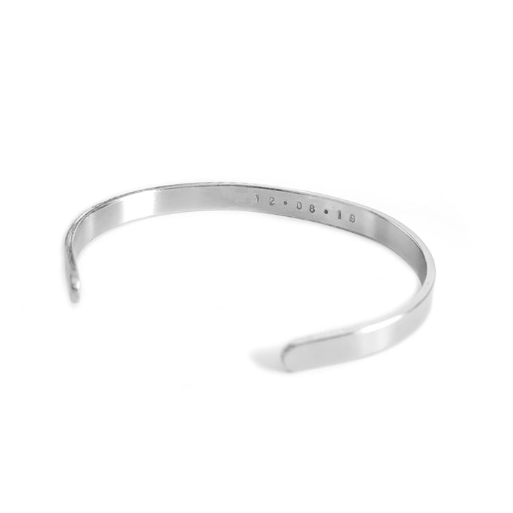 Brazalete plateado 6mm grabado a mano (Boda)