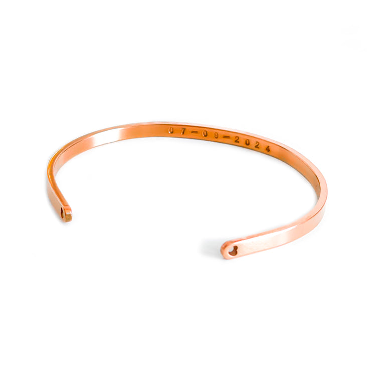 Brazalete rose gold 4mm grabado a mano