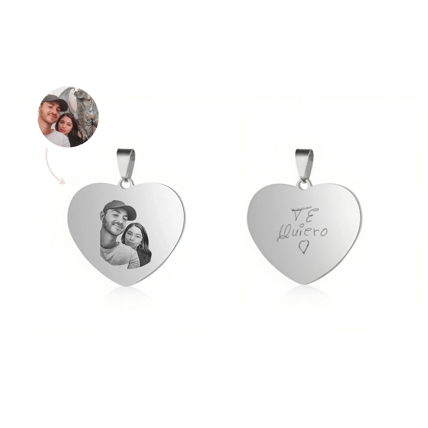 Collar plateado con foto+ letra manuscrita