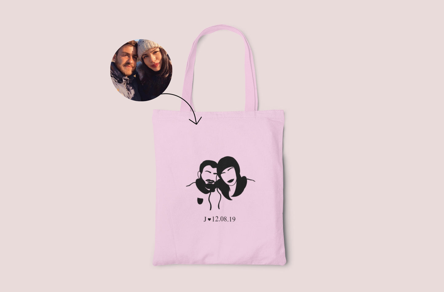 Tote Bag Rosa con Silueta de foto