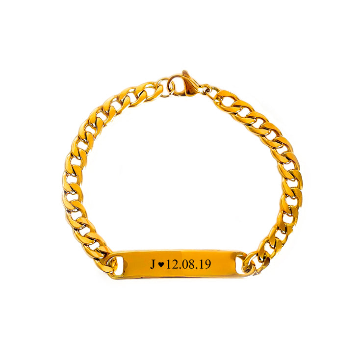 Esclava cadena cubana dorada con texto personalizado