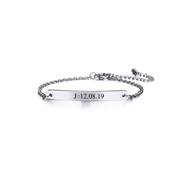 Esclava plateada con texto personalizado (Boda)