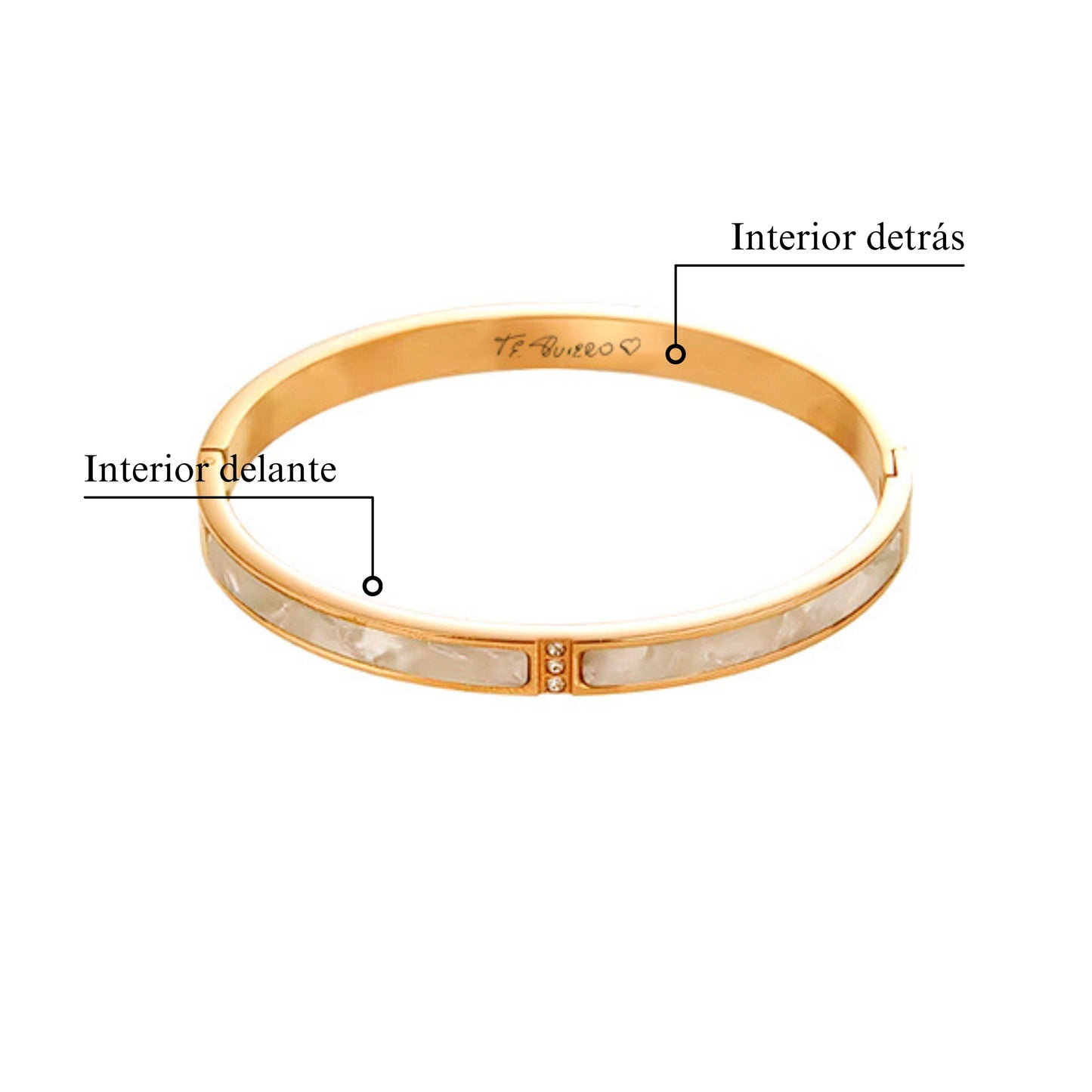 Pulsera Marble dorada con letra manuscrita