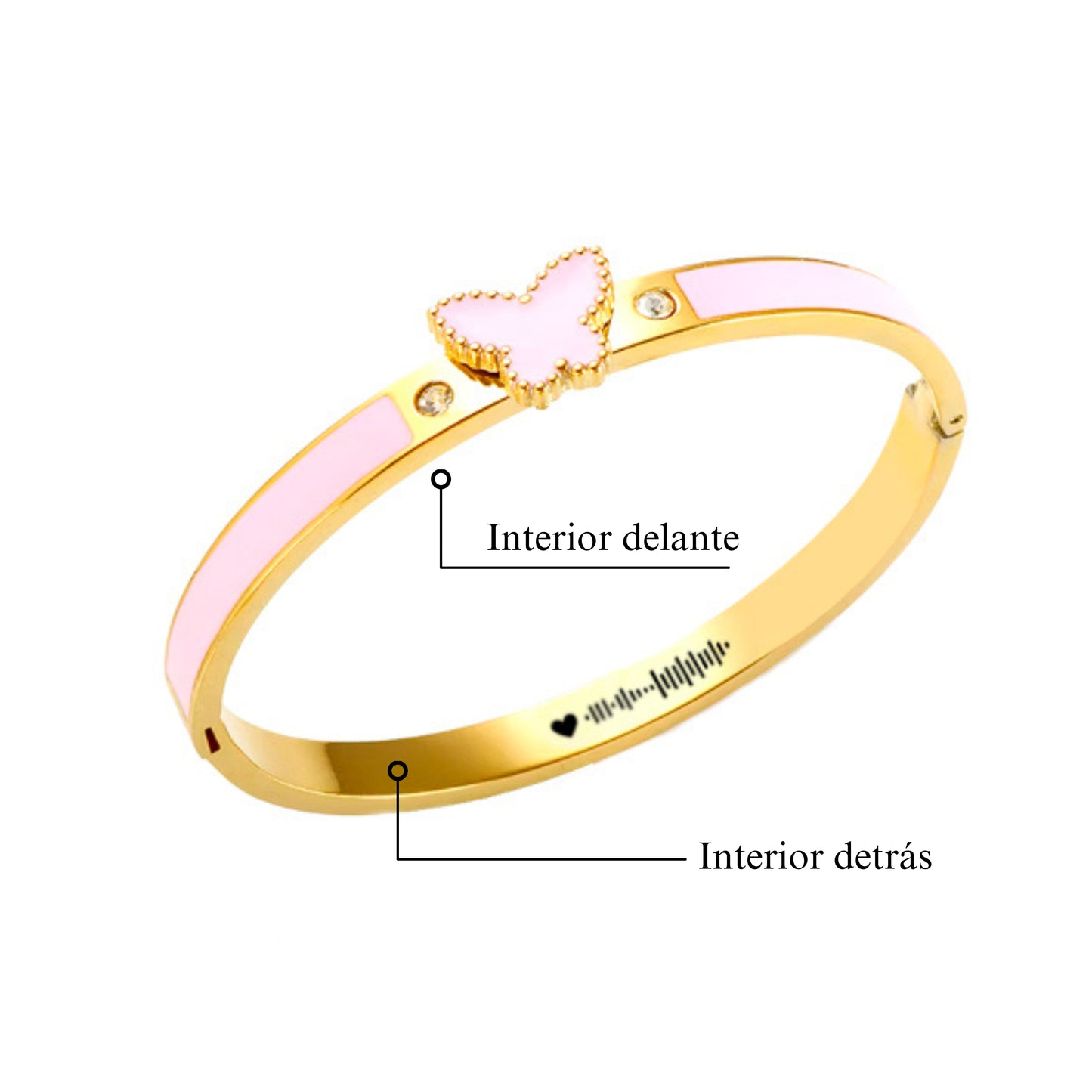 Pulsera mariposa rosa con código canción (Boda)