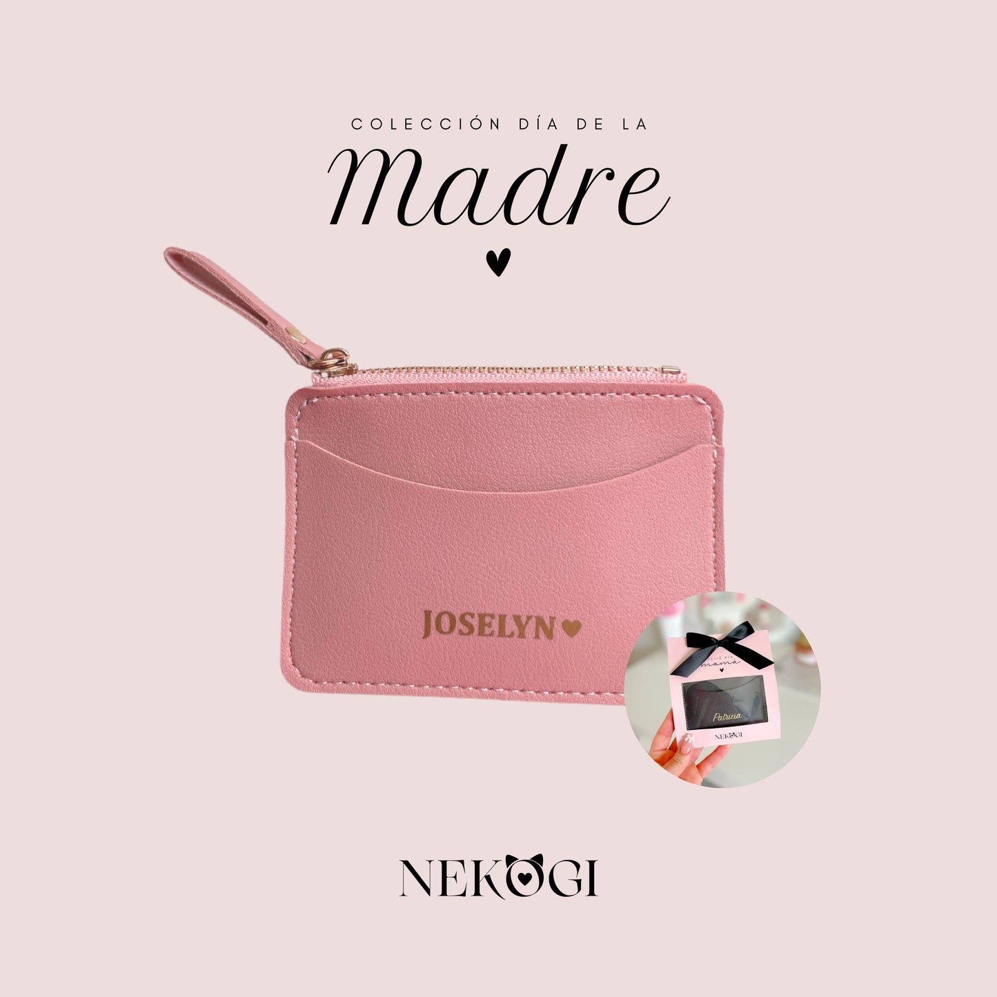 Monedero/tarjetero polipiel rosa (Edición Día de la Madre)