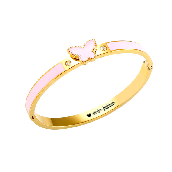Pulsera mariposa rosa con código canción (Boda)