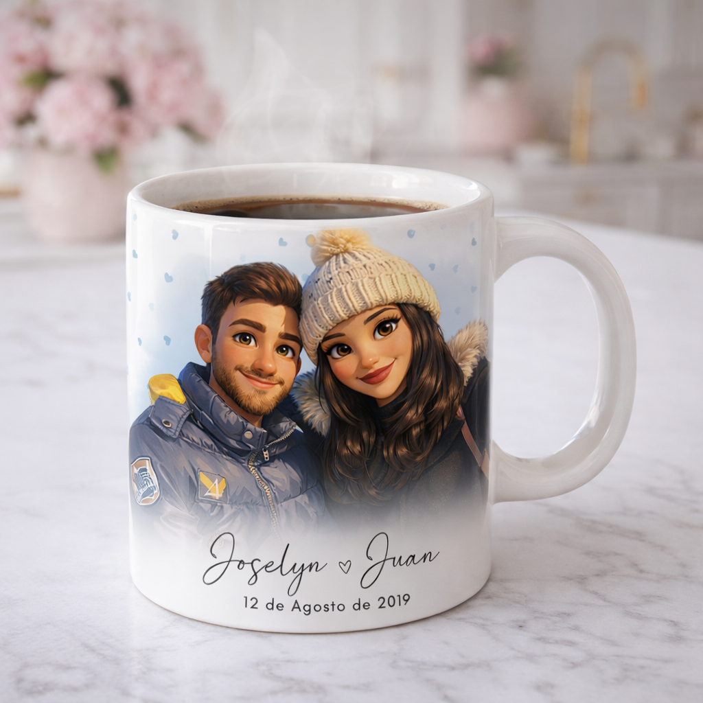 Taza personalizada con foto estilo Pixar