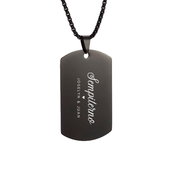 Collar estilo militar negro con texto personalizado