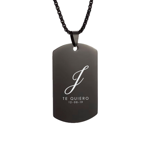 Collar estilo militar negro con texto personalizado