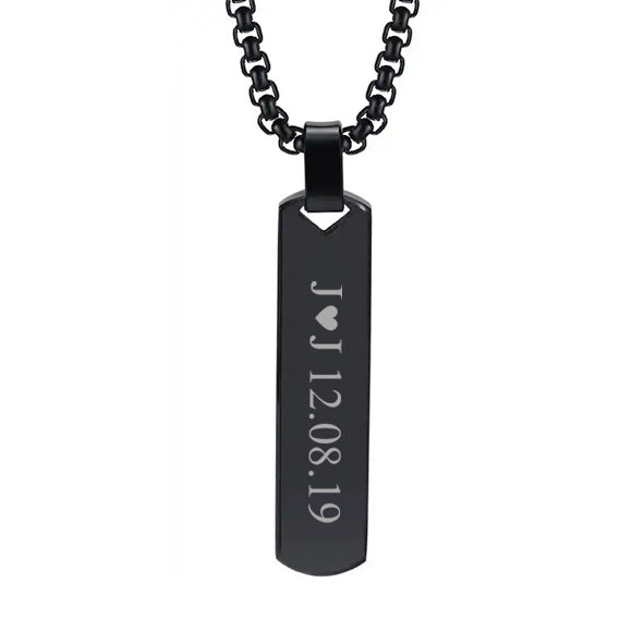 Collar barra negro con texto personalizado
