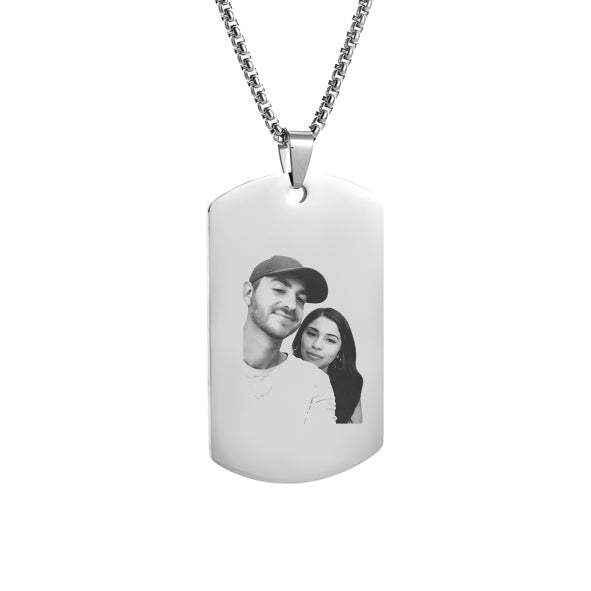 Collar estilo militar plateado con foto