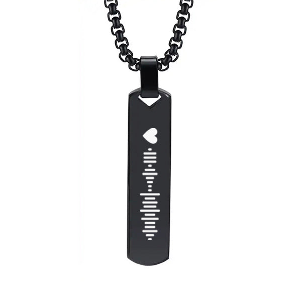 Collar barra negro con código canción (Boda)
