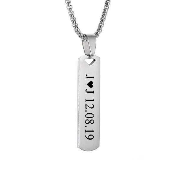 Collar barra plateado con texto personalizado (Boda)