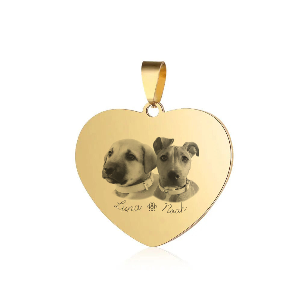 Collar Corazón dorado con foto - Mascotas
