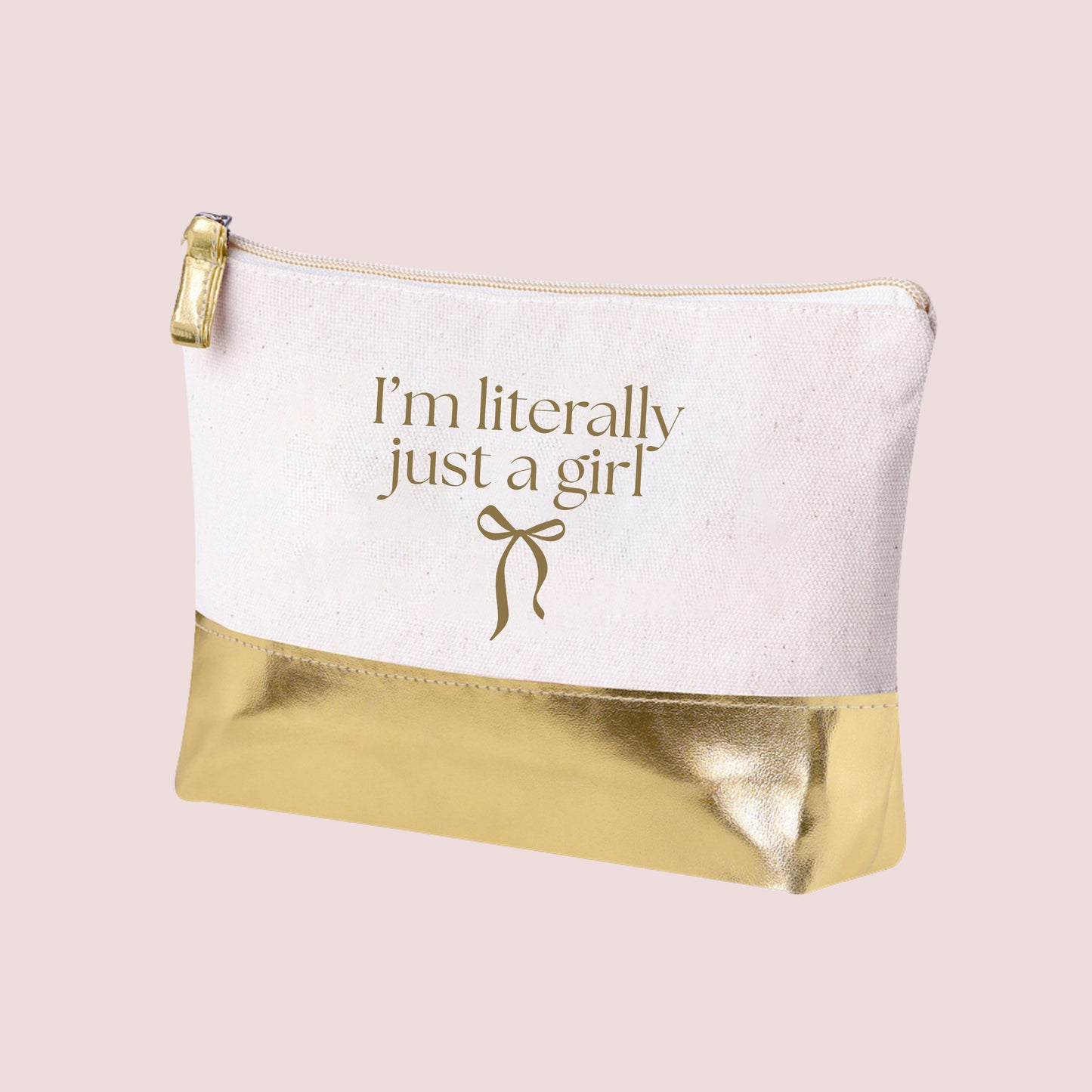 Neceser beige con borde dorado - I'm literally just a girl