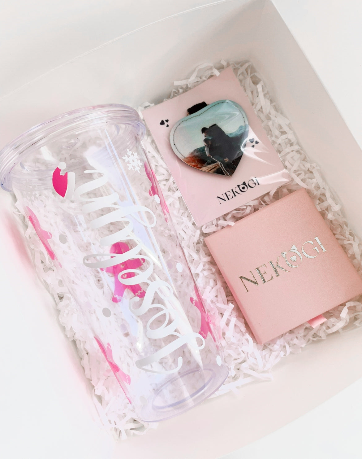 Caja de regalo Vaso grande + Llavero+ Pulsera