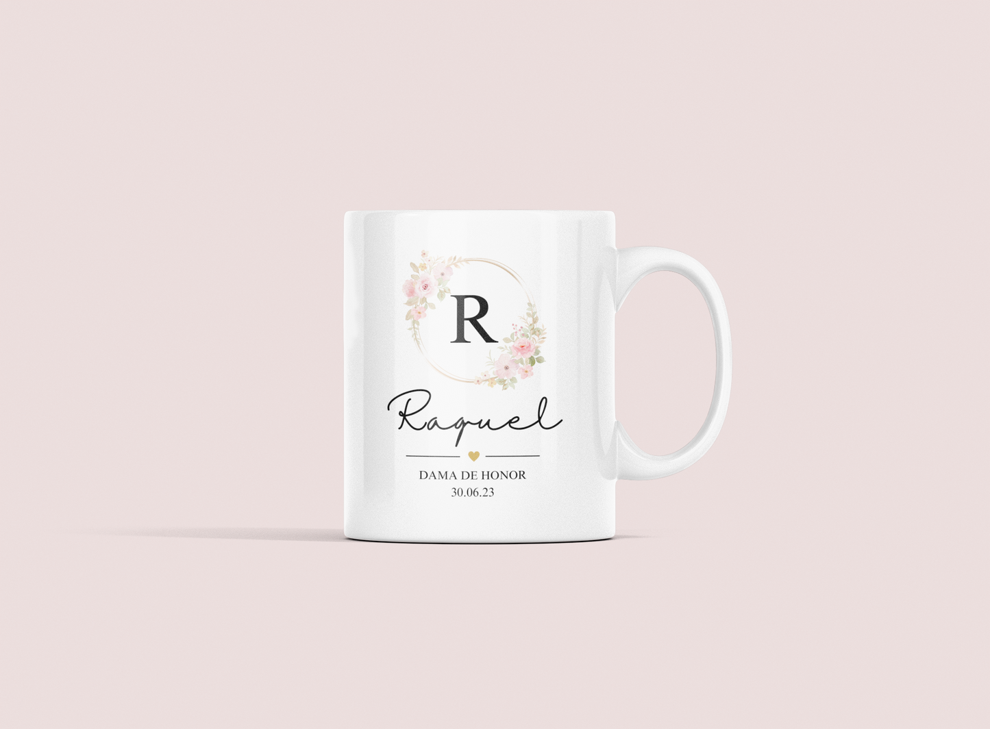 Taza Dama de honor Inicial Flores