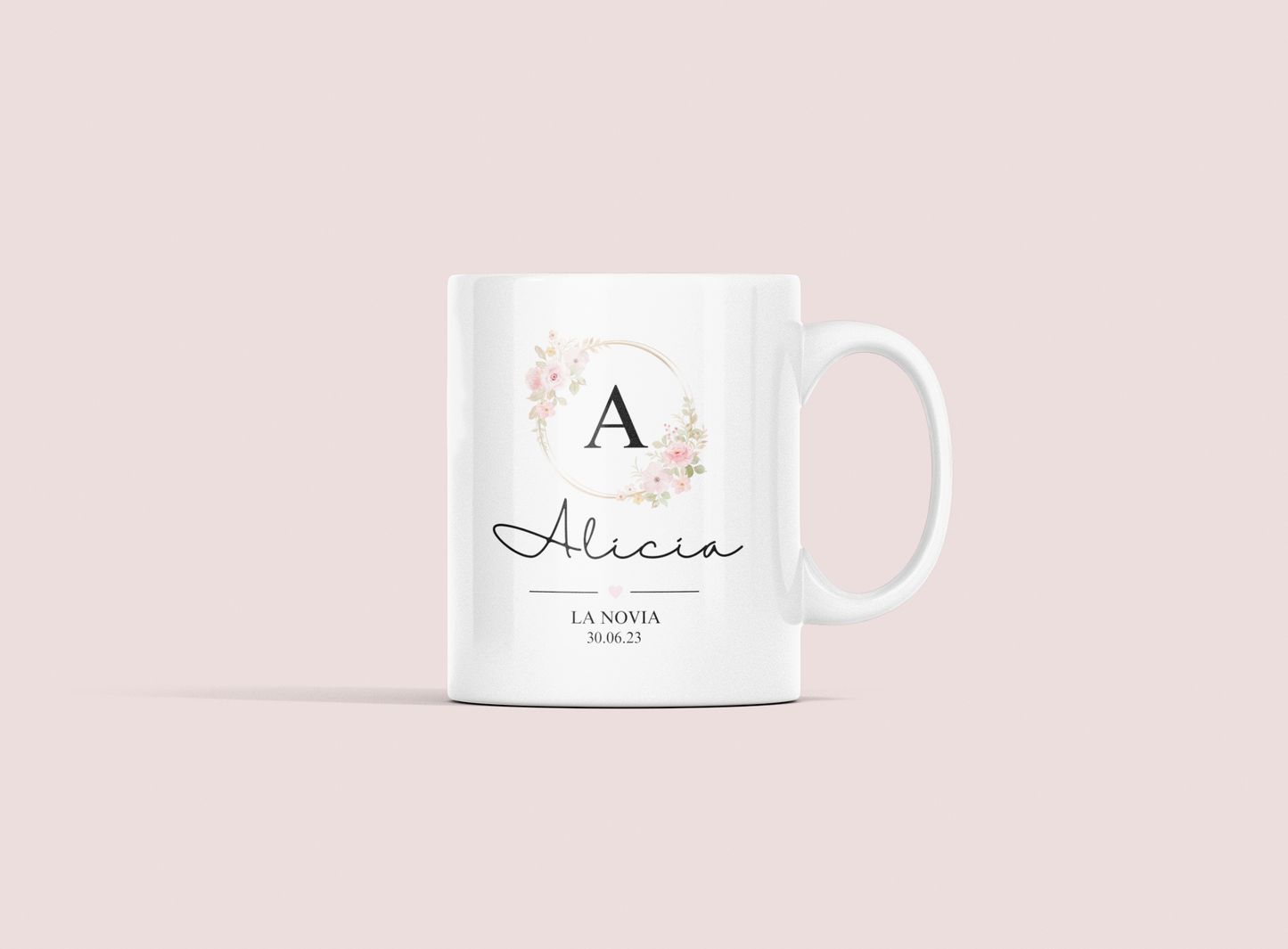 Taza Novia Inicial Flores