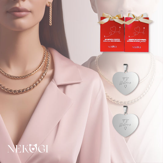 Pack de 2 collares personalizados para parejas (Ella -Ella) - Distancia