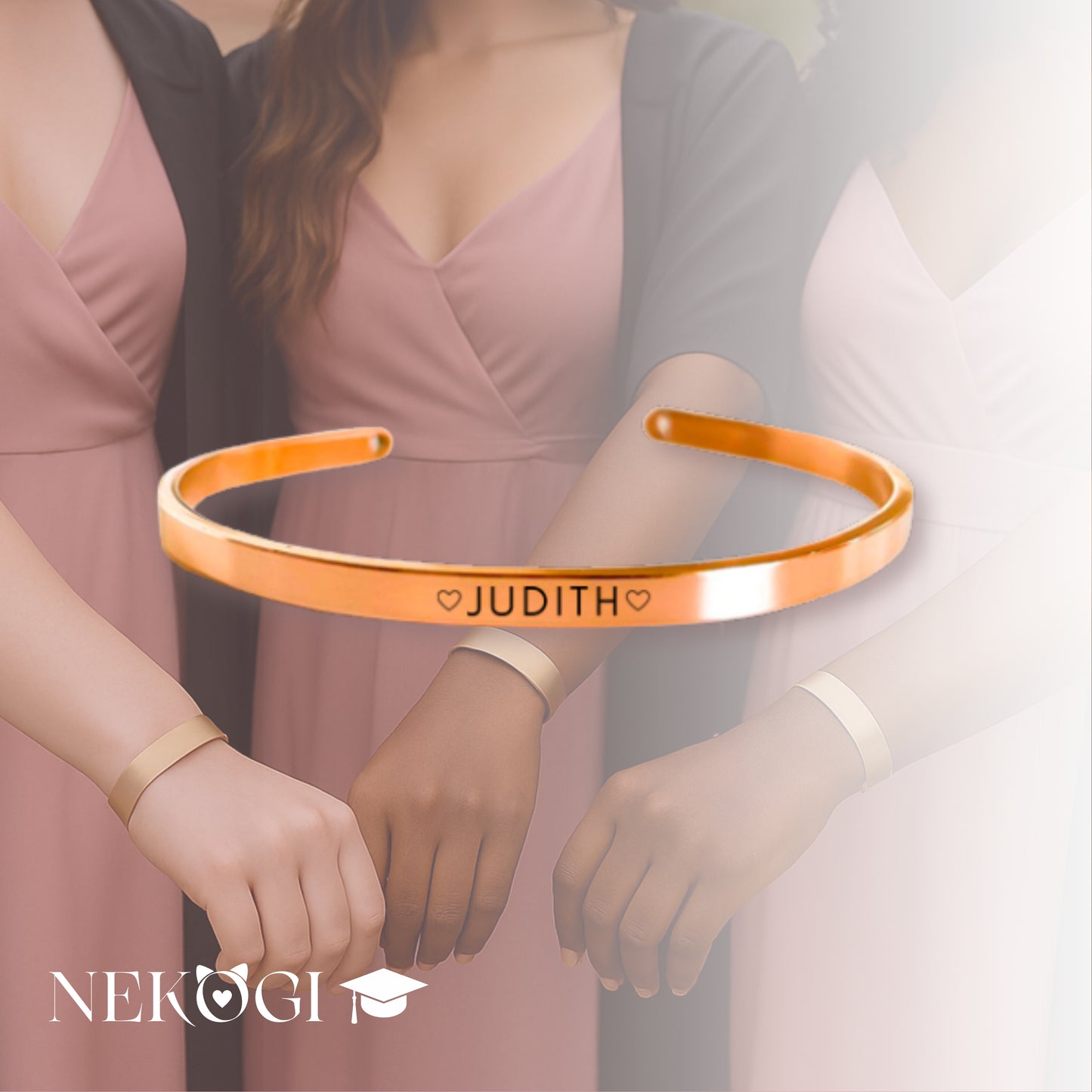Brazalete rose gold 4mm con texto personalizado - GRADUACIÓN
