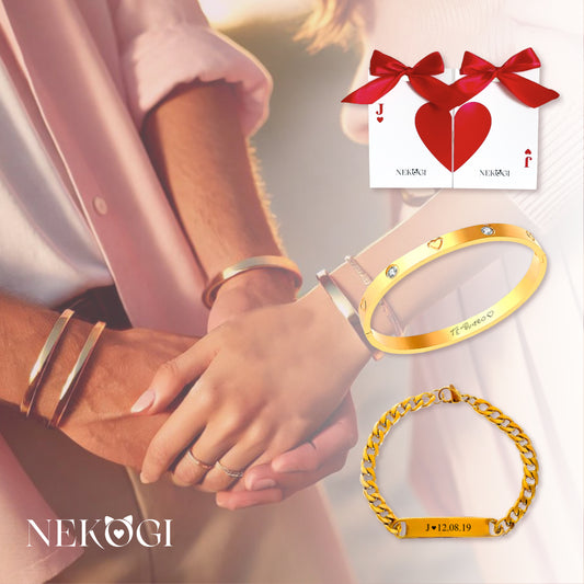 Pack de 2 pulseras personalizadas para parejas (Él - Ella) - Poker