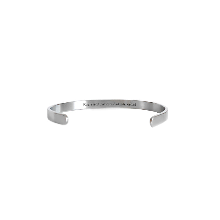 Brazalete plateado 6mm texto con texto personalizado (Boda)
