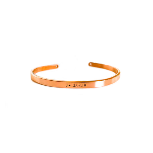 Brazalete rose gold 4mm con texto personalizado