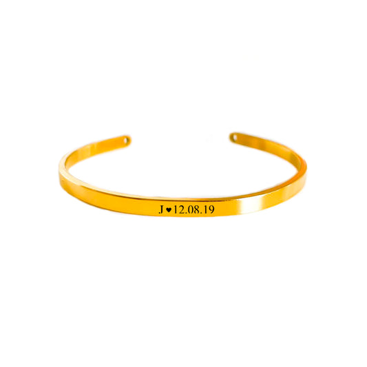 Brazalete dorado 4mm con texto personalizado