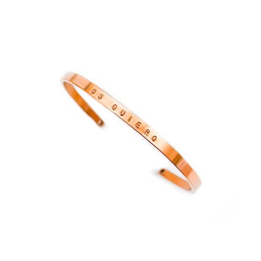 Brazalete rose gold 4mm grabado a mano