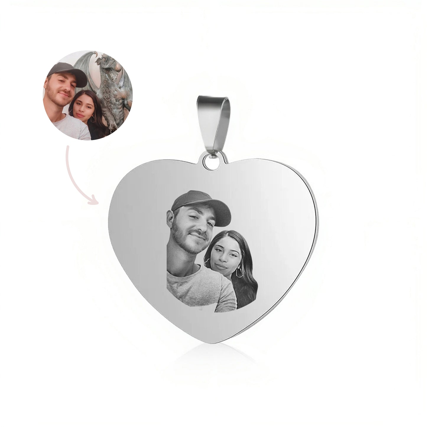 Collar Corazón plateado con foto (Boda)