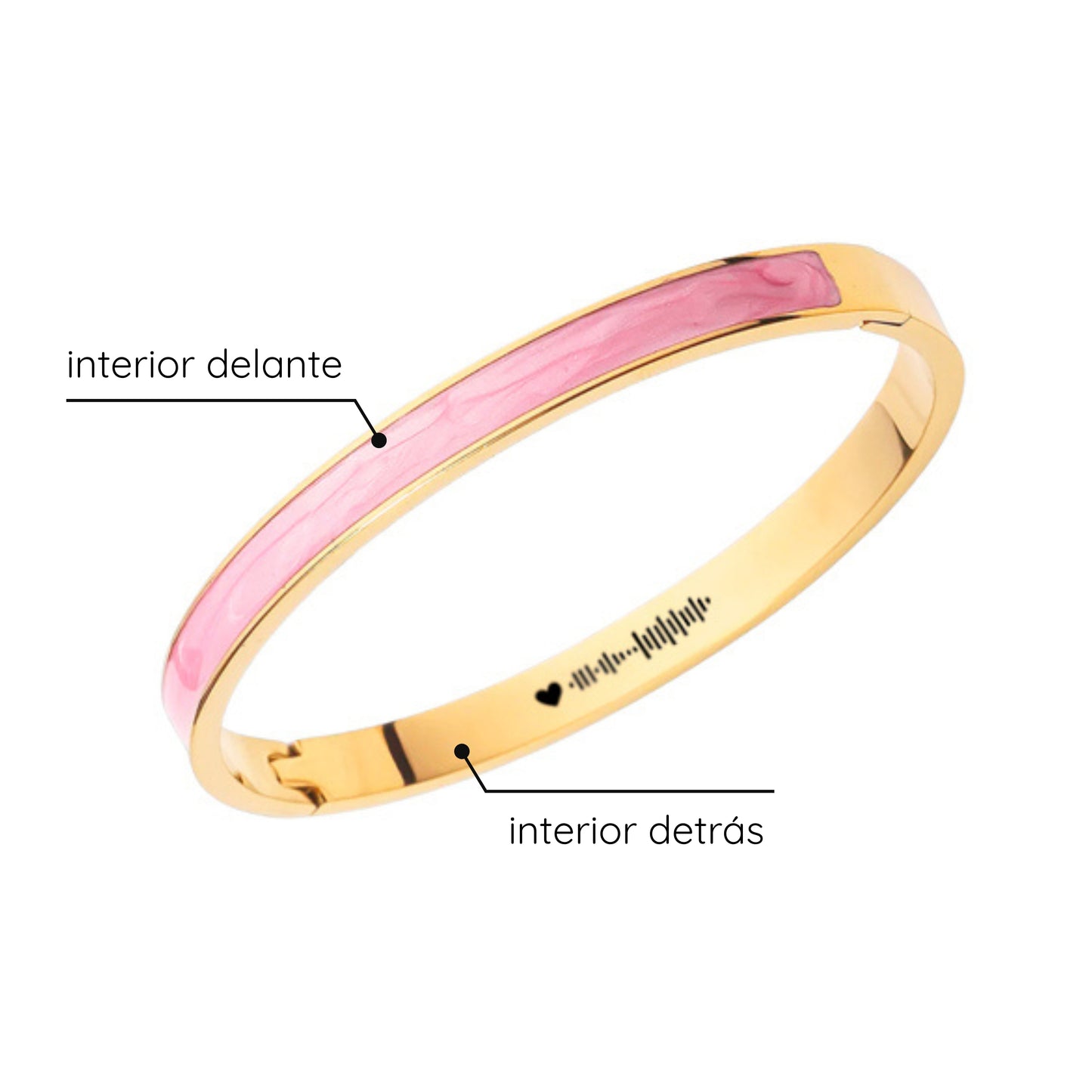 Pulsera mármol rosa dorada con código de canción