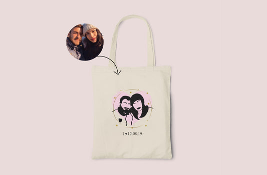 Tote Bag Beige Silueta con fondo