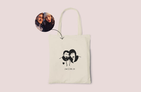 Tote Bag Beige con Silueta de foto