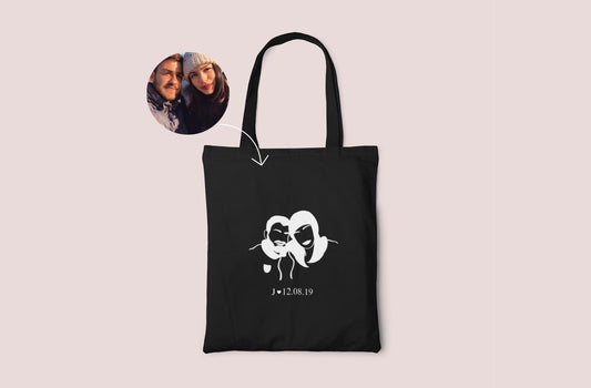 Tote Bag Negra con Silueta de foto