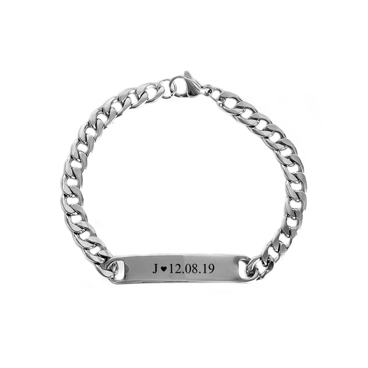 Esclava cadena cubana plateada con texto personalizado