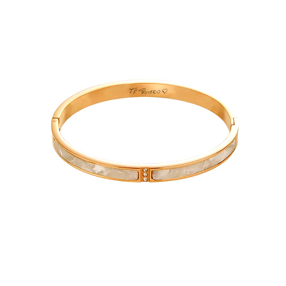 Pulsera Marble dorada con letra manuscrita