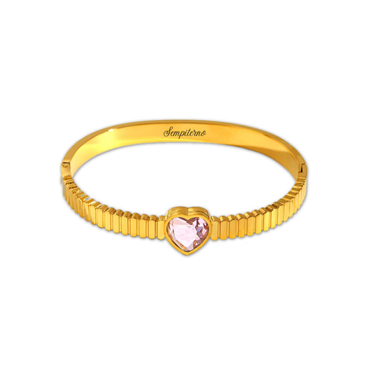 Pulsera circonita corazón con texto personalizado