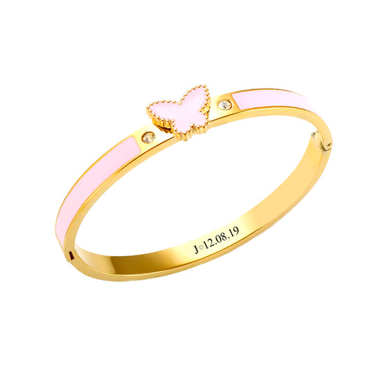 Pulsera mariposa rosa con texto personalizado