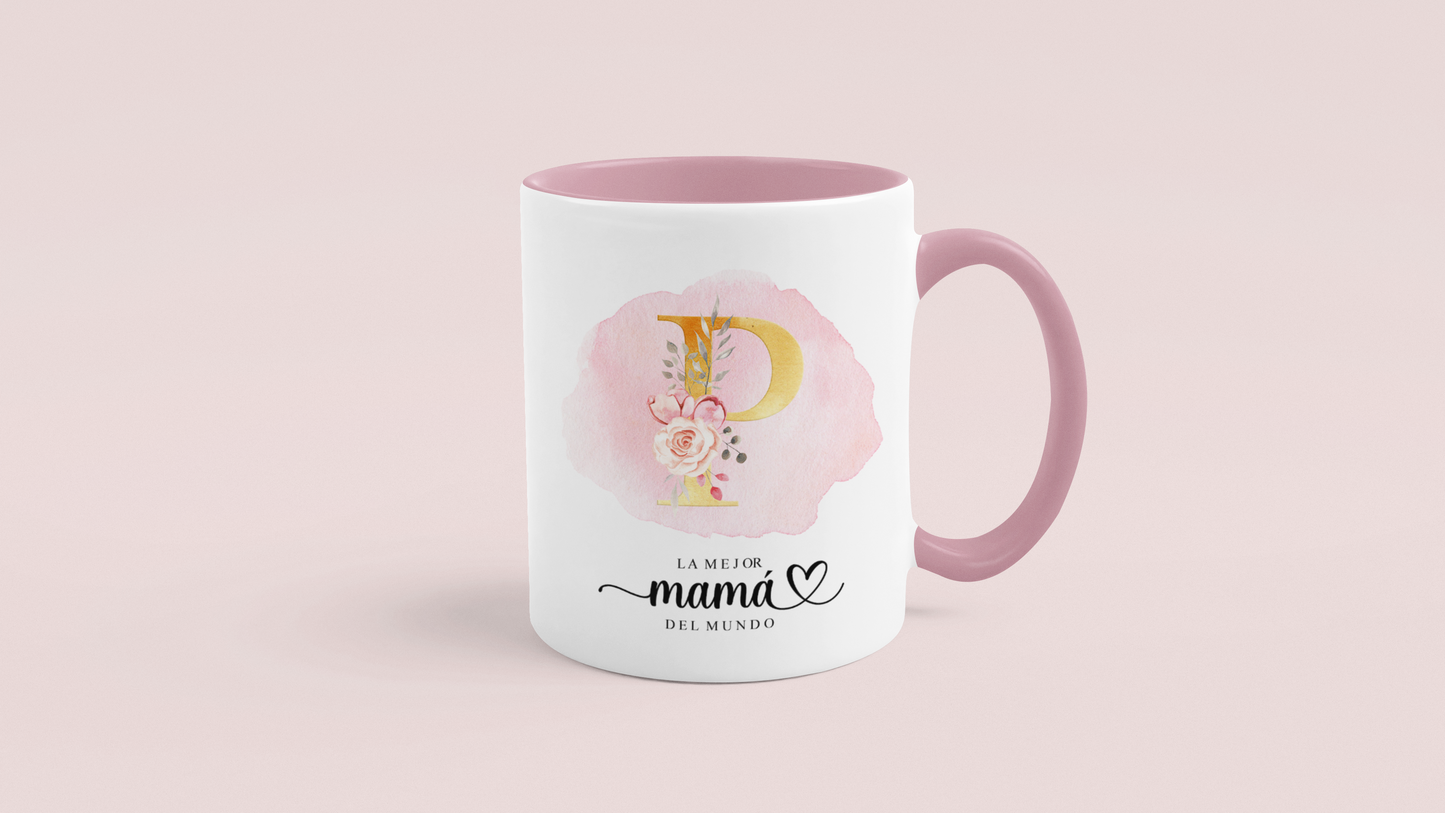 Taza La mejor mamá del mundo con Inicial