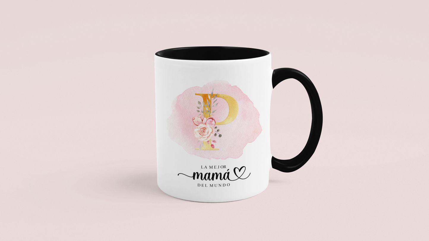 Taza La mejor mamá del mundo con Inicial