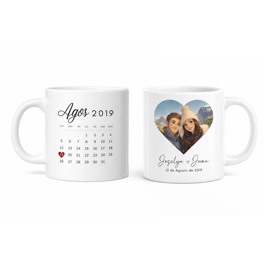 Taza personalizada Calendario + foto estilo Disney