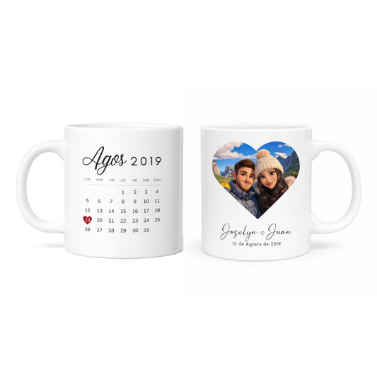 Taza personalizada Calendario + foto estilo Pixar