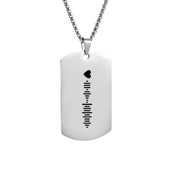 Collar estilo militar plateado con código canción (Boda)