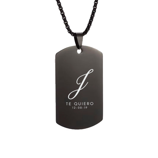 Collar estilo militar negro con texto personalizado
