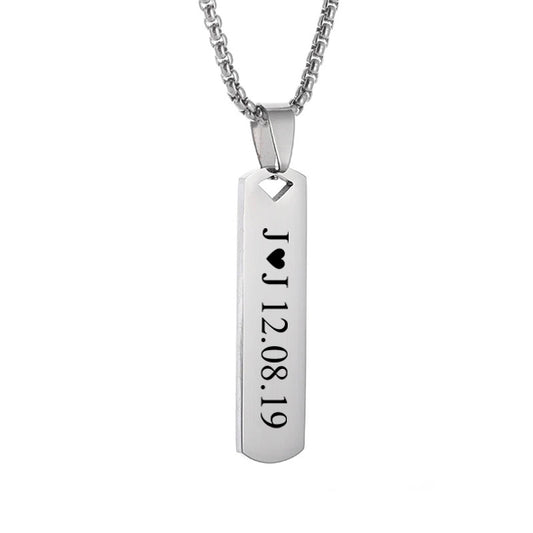 Collar barra plateado con texto personalizado
