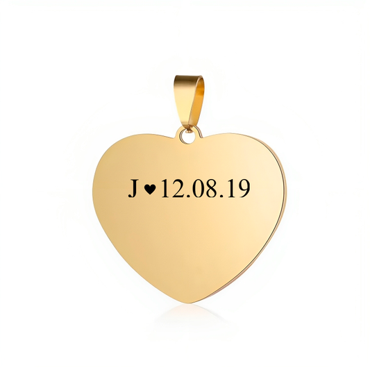 Collar Corazón dorado con texto personalizado